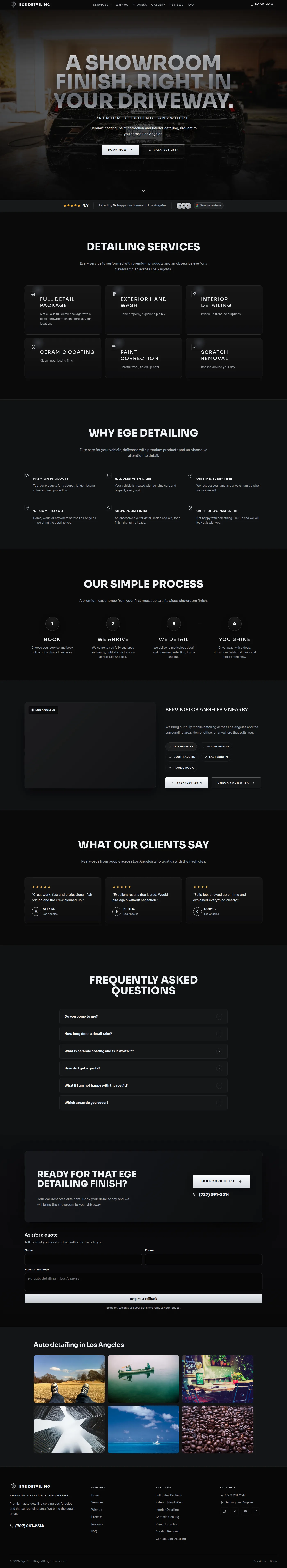 A real local-business site built by Pilot Local — the whole site scrolls to show every page